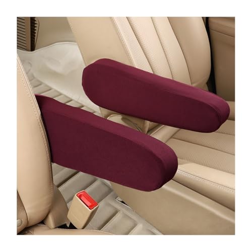AUCELI 2 Pcs Car Front Seat Armrest Covers, Cloth Fabric Armrest Protectors, Direct Replacement Center Console Lid Armrest Cover Skin, Universal Accessories for Car, SUV, Truck and Van (Wine Red)