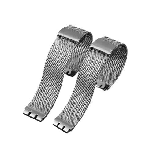 Correa de reloj acero inoxidable transpirable compatible con Swatch 21mm 2