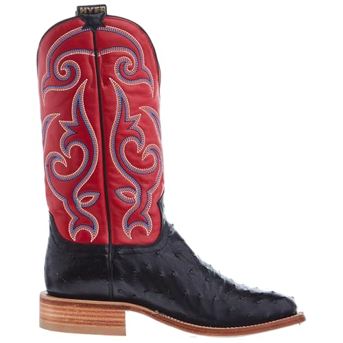 Hyer Mens Jetmore Black FQ Ostrich 13 In Red Vintage Goat Top Cowboy Boot3