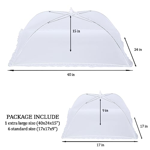 ZMCINER 7 Pack Food Covers for Outdoors Mesh Screen Include Food Tents 1 Extra Large (40"X 24") & 6 Standard (17"X 17") Collapsible and Reusable Mesh Covers for Outside, BBQ Party Supplies, Fruit by ZMCINER - Image 2