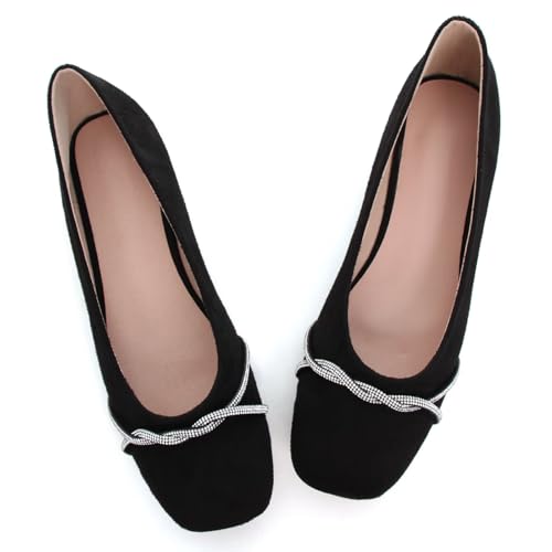 Image of TN TANGNEST Womens Casual Flats Chain Ballet Flats | Fashion Pointed Toe Rhinestone Flats, Comfort Slip On Dress Shoes for Business Work Office Wedding Party