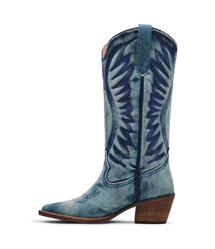 Steve Madden Women's Albany Fashion Boot, Denim Fabric, 9.5