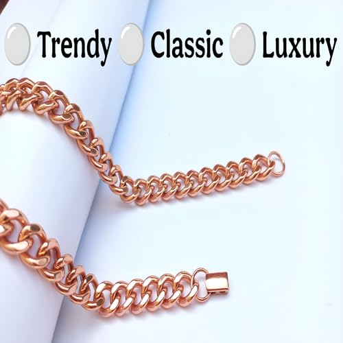 Copper Chain Necklace For Men & Women Heavy Solid Jewelry Chain 24" Unisex - 1 Heavy Solid Cuban Link Copper Chain - Gifts for Men & Women4