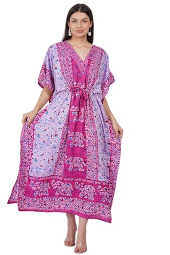 LAPSHA'S Floral Long Kaftan Kimono Maxi Dress Plus Size Gown Nightdress Kimono for Women