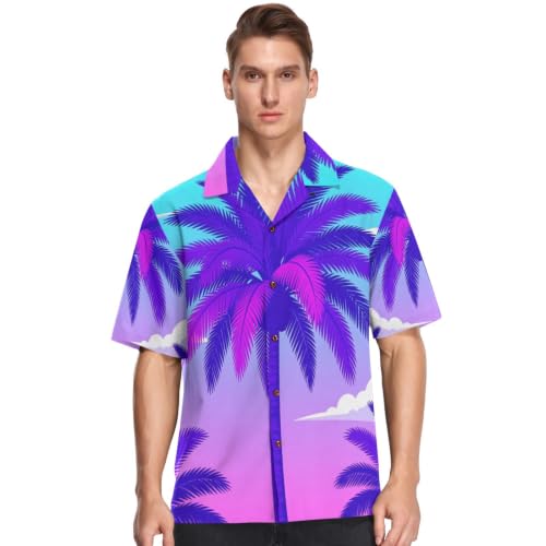 Chemise hawaïenne turquoise et violette idéale pour vos vacances d'été