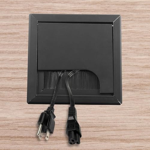 Image of TecoKart Table Wire Hole Cover - 80x80mm Premium Aluminum Grommet with Flip Open Lid and Brush for Desk Management | Perfect Table Hole Cover Cap for Organizing Cables