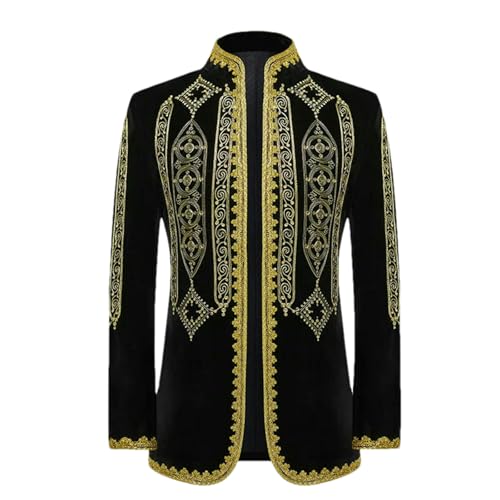 Veste de costume brodée de prestige avec col montant style smoking masculin