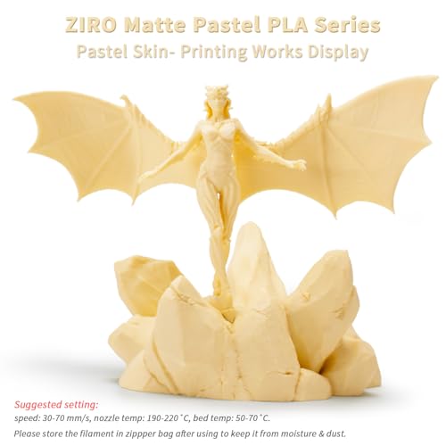 Image of ZIRO Matte Pastel Colors PLA Series, Tougher & Stronger, 1.75mm Pastel Skin | Fit for Most FDM 3D Printer, 1.75mm 1KG Spool, Dimensional Accuracy + /-0.03mm, Colorful PLA FilamenT