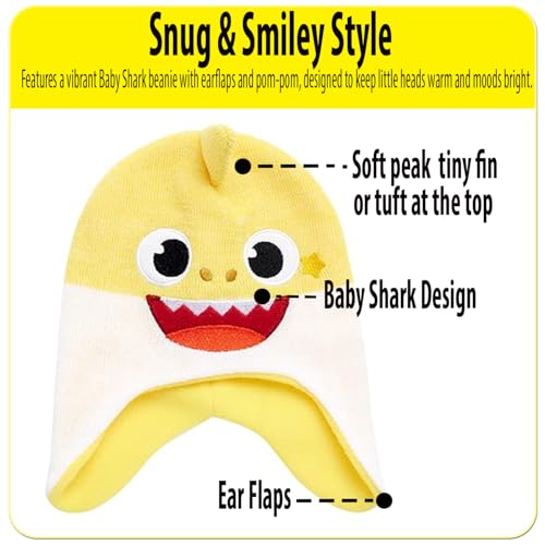 Image of Nickelodeon Boys' Baby Shark Winter Hat and 2 Pairs of Mitten Set (Toddler)