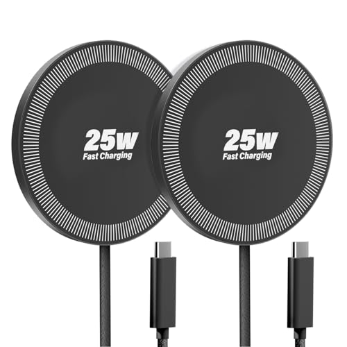 Image of 25W Wireless Charger for MagSafe, Magnetic Fast Charging Pad for iPhone 17 /16 /15 /14 /13 /12 Series & AirPods, Strong Magnet, Portable Wireless Charger for Travel Home Office (Elegant Black, 2Pack)
