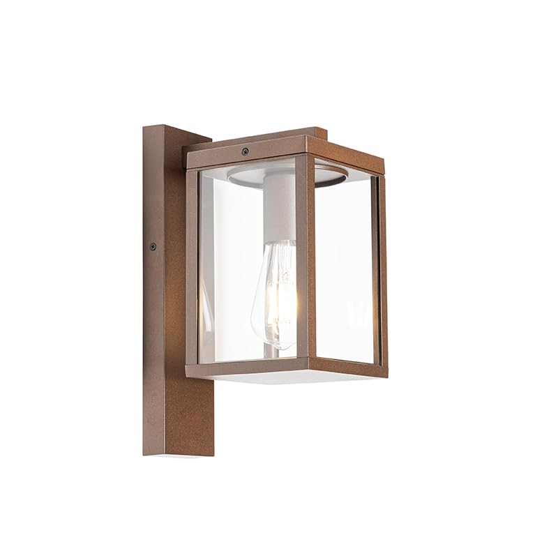 QAZQA charlois - Lanterna da parete Industriale - 1 luce - L 12 cm - Ruggine - Industriale - Illuminazione esterna