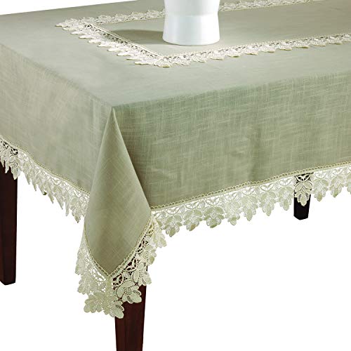 Review Product SARO LIFESTYLE 9212 Venetto Oblong Tablecloth, 65-Inch by 180-Inch, Taupe