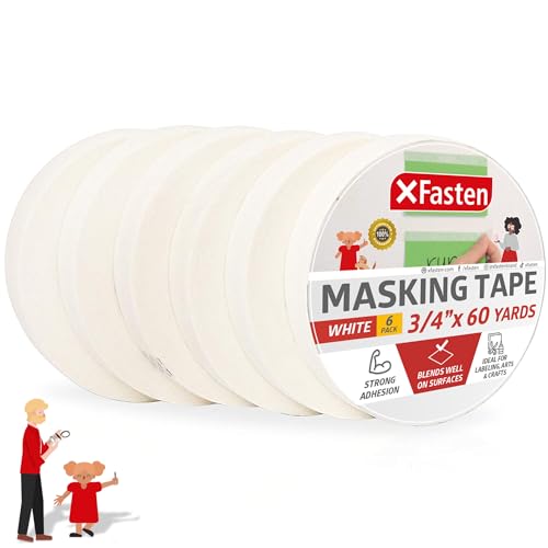 Ruban de masquage blanc Xfasten anti bavure et sans résidu de colle lot de 6
