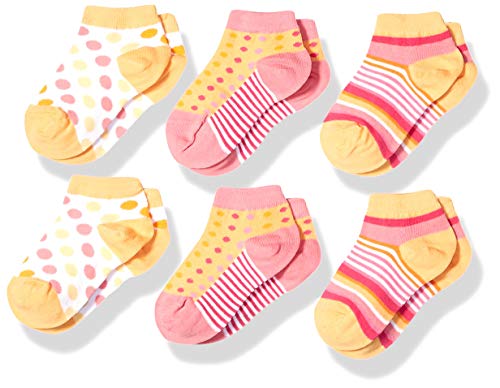 Country Kids Girls' No Show Sneaker Liner Socks Fun Dots Stripes, Pack of 6