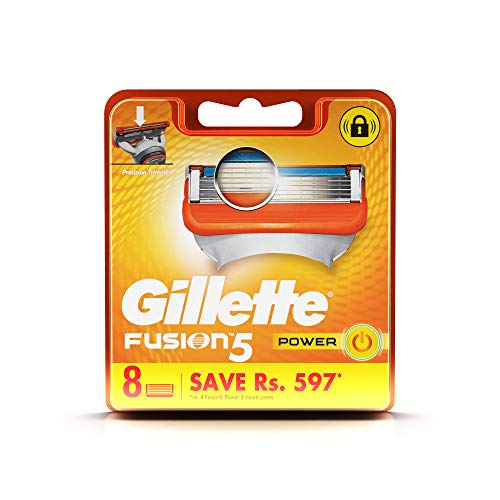 Image of Gillette Fusion Manual Razor, 1 Pc & Power Shaving Razor Blades - 8 Pieces (Save Rs. 597)
