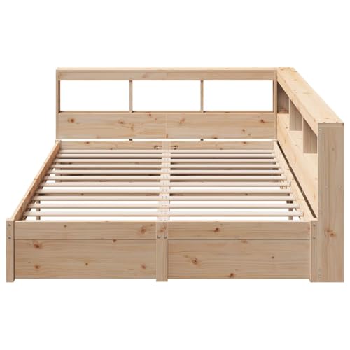 INLIFE Massivholzbett mit Regal ohne Matratze 150x200 cm Kiefernholz,Möbel,Betten & Zubehör,Betten & Bettgestelle,Braun,46.98 KG,3324350 – Bild 6