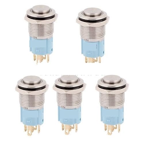 Interruptor pulsador momentáneo 12V 16mm botón pulsador cinco colores para circuitos eléctricos