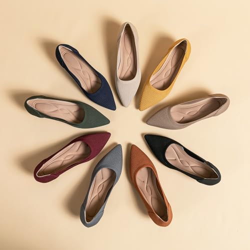 Women's Knit Kitten Heel Pumps Fashion Pointed Toe Shallow Mouth Slip On Comfortable Heels Casual Work Office Business Wedding Formal Dress Shoes3