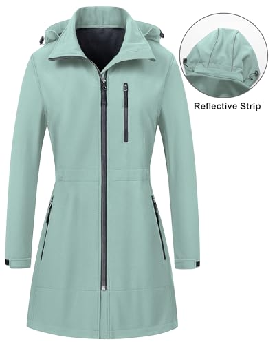 Image of CREATMO US Women's Lightweight Waterproof Long Softshell Tactical Jacket Fleece Lined Windbreaker