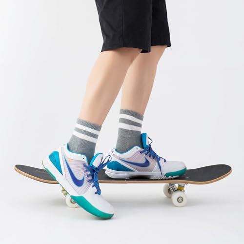Image of SISOSOCK Quarter Crew Cotton Socks for Women Striped Athletic Casual Breathable Socks 6 Pairs with Gifts Box