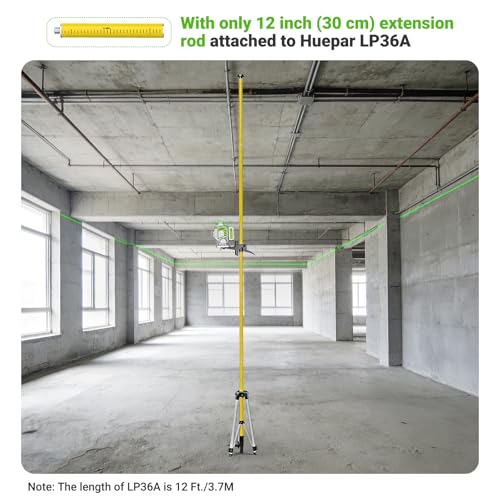 Image of Huepar 12 Ft. /3.7M Professional Laser Level Pole - 8Inch & 12Inch Poles