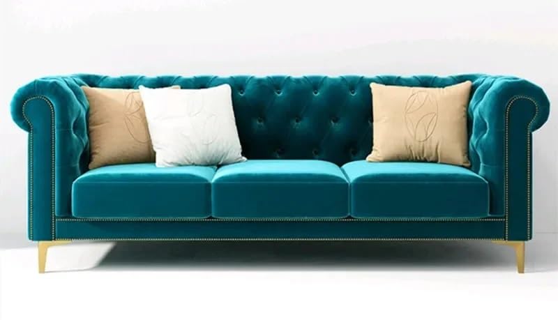 Image of Modern Classic 3 Seater Sofa Couch Fabric & Valvet Tufted Chesterfield Sofa Living Room and Office (3 Seater Sofa) | Premium Material
