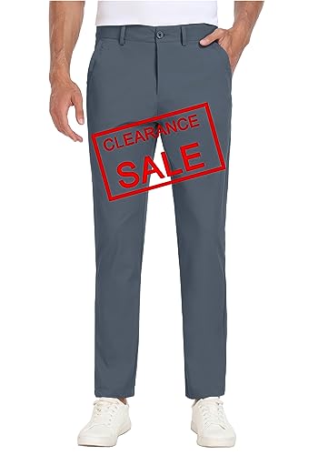 Hody Lovy Mens Golf Pants Stretch Slim Fit Hiking Work Dress Pants Quick Dry Lightweight Casual Business Comfort With Pockets, Gray 30W X 30L #TOP7