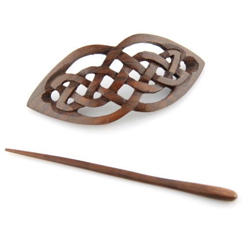 Evolatree Natural Hair Barrettes For Women And Men - Handmade Wood Barrette Hair Pin - Unique Wooden Hair Styling Accessories - 4" (Celtic Love Knot) #TOP2