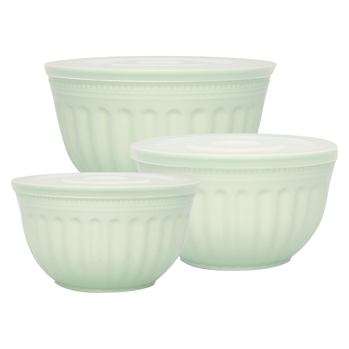 Bowl with lid Alice Pale Green Set of 3