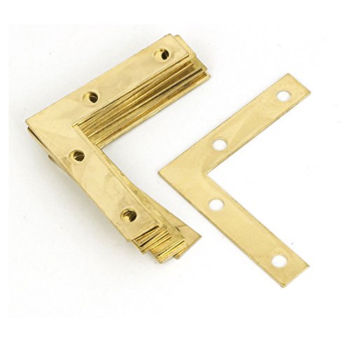 Sourcingmap 50mm x 50mm Angle Brackets Corner Braces Flat L Shape Repair Plates 12PCS, Gold Tone