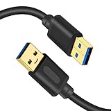 Tan QY USB 3.0 Male to Male Cable 10ft, USB to USB Cord USB Cable Male to Male USB 3.0 Cable Type A Male to Type A Male Cable (10FT)