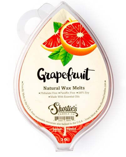 Shorties Candle Company Grapefruit Natural Soy Wax Melts - 1 Highly Scented 3 Oz. Bar - Made with 100% Soy and Essential Fragrance Oils - Phthalate & Paraffin Free Vegan Non-Toxic