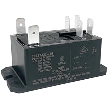 T92S7A22-240 Power Relay 1-Pack, 6-Pin DPST-NO 30A 240VAC Coil Contactor, Compatible with RV Rooftop AC, Heat Pumps & Furnace Blower Motors, Fixes Stuck-on Fan Issues