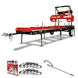 MechMaxx 36' MAX Portable Sawmill(Trailer Combo Include), ZONSEN 750cc 25HP Dual Cylinder Engine, 35' Board Width, 20' Track Length(10 x Blades Included), SM-36MAX