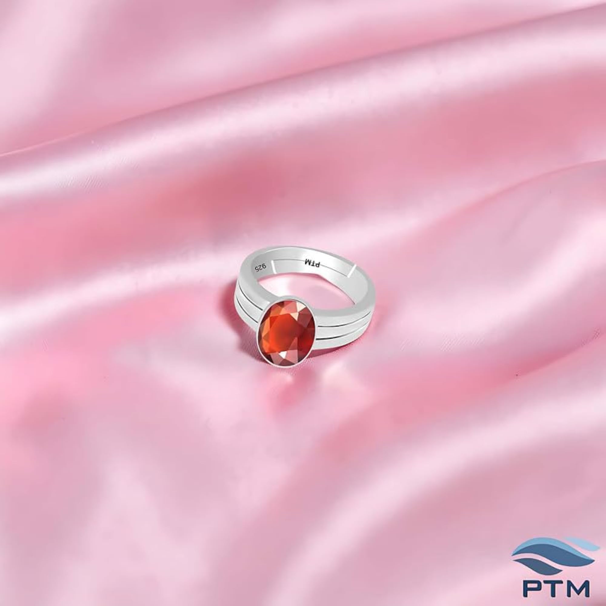 Women's 925 Sterling Silver Hessonite Adjustable Ring, Astrological Gemstone