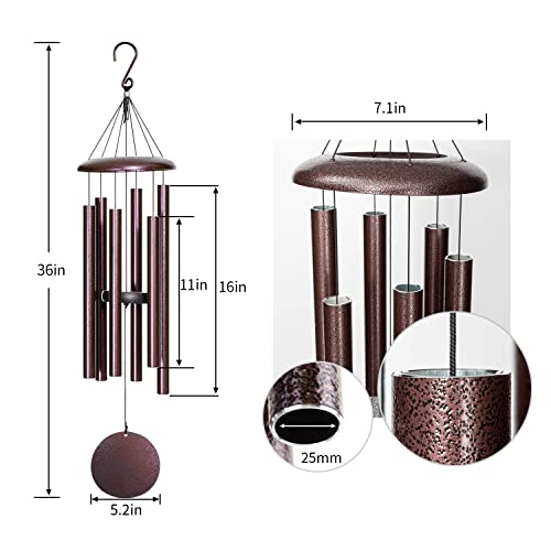 Fdocoi Wind Chimes Outdoor Large, Wind Chimes For Outside Deep Tone, Memorial Windchimes,Sympathy Wind Chimes Gifts For Mom/Grandma,Balcony,Garden Decor (36''Bronze) #TOP5