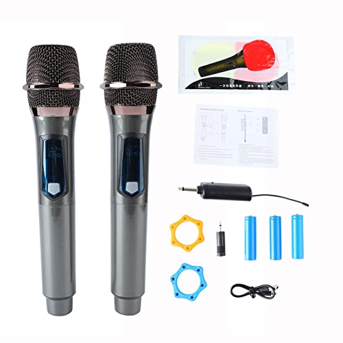 Tomantery Wireless Handheld Microphone System, 1 for 2 UHF Dynamic Cordless Mic for Outdoor Home, Outdoor Home Singing Microphone, Wireless Microphone for KTV