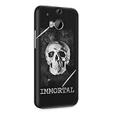 MerchCandy Funda Protectora de Plástico Duro para HTC One M8 Immortal Cráneo Esqueleto Gótico Citar Quoate Human Human Skull Grunge Skeleton Gothic Punk Gothic Dead Man Funda Delgada y Ligera