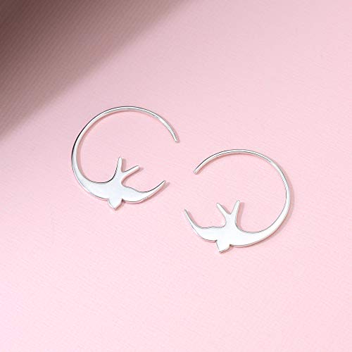 Boma Jewelry Sterling Silver Bird Pull Through Hoop Earrings #TOP2
