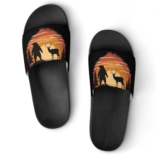 Bear Deer Funny House Sandals Non-Slip Bathroom Slippers Beach Summer Shoes for Men Women