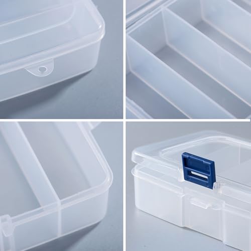 Image of 2 Pack Transparent Plastic Bead Organizers (5 Grids),Craft Organizers and Storage Beads Organizer, Art DIY, Crafts Jewelry Storage, Fishing Tackles, Size 5.51 x 3.54 x 1.38 in