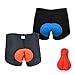 Lazzon Short de Cyclisme 3D Gel sous Vêtement Cyclisme 2Pcs Séchage Rapide Respirant VTT Vélo Randonnée Caleçon pour Homme Femme,Noir/Bleu-Noir/Rouge,M