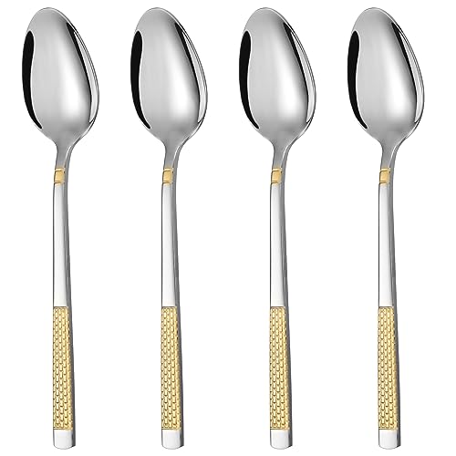 Dinner Spoons Set of 4 Stainless Steel Silverware Spoons Soup Spoons Tablespoons for Home Kitchen Restaurant