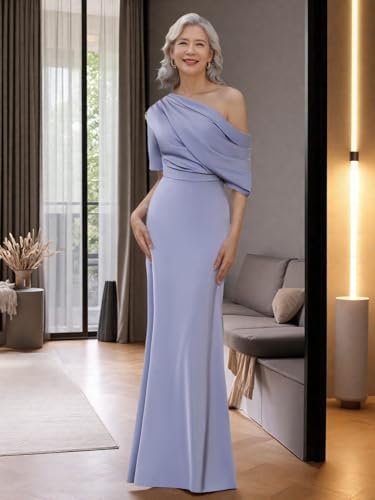 Satin Mother of The Bride Dresses for Women 2025 Mermaid One Shoulder Mother of The Groom Formal Evening Gowns4