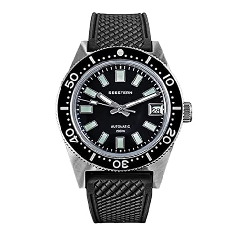 Montre Homme Seestern S404 Automatique en Acier Noir et Bracelet Silicone