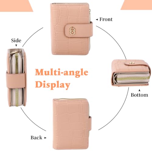 Image of PALAY Small Wallet for Women Bifold Compact PU Leather Crocodile Pattern Ladies Purse with Card Slots and Coin Pocket for Daily Use and Traveling