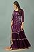 FASHION FRONTIER Beautiful Chinnon Punjabi Style Sharara Suit For Women Ready To Wear Salwar Kameez With Dupatta (US, Alpha, Medium, Regular, Regular, Purple)