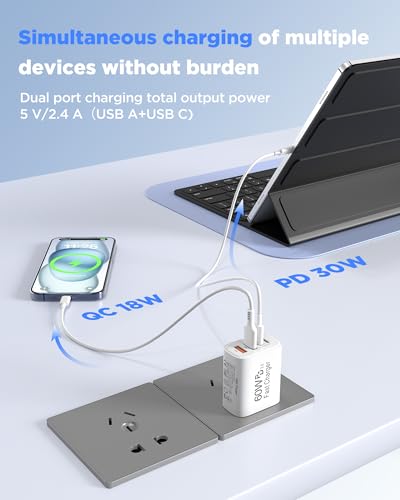 60W USB C Charger,2Pack 10FT iPhone 17 Pro Max Charger Fast Charging,4Port USB-A USBC Charger Block with 10ft USB C Cable Cord for Apple iPhone 17 Pro Max/17 Air/16 Pro Max/15 Plus/16/iPad,AirPods - image 5