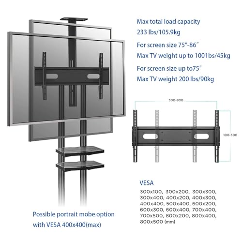 Soporte móvil para TV con ruedas para pantallas de 32 a 75 pulgadas miniatura 3