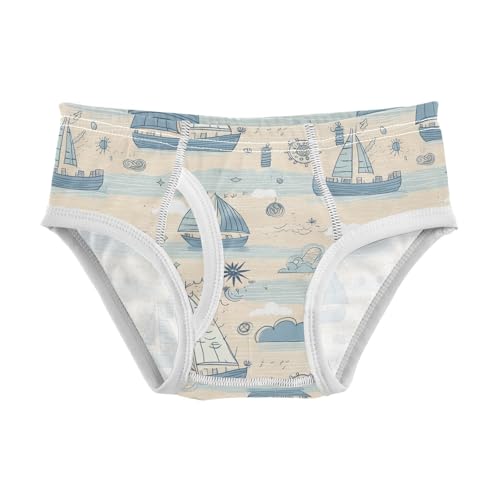 visesunny Boys Potty Training Underwear Vintage Ocean Ship Blue Breathe Cotton Briefs Size 2T-8Y for Toddler